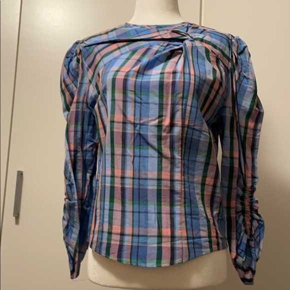 Isabel Marant Esmee Twisted Plaid Blouse - Picture 2 of 8